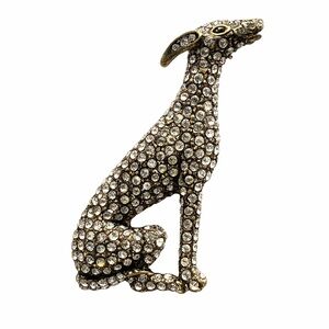 Heidi Daus Crystal Greyhound Dog Brooch Rhinestone Statement Pin